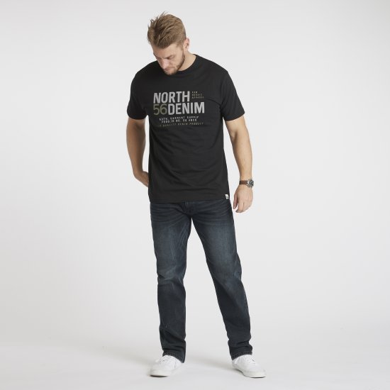 North Latitude Denim Printed T-Shirt Black TALL - TALL T-shirts - Extra lange T-shirts voor heren