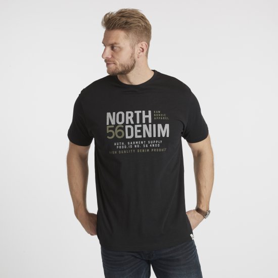North Latitude Denim Printed T-Shirt Black TALL - TALL T-shirts - Extra lange T-shirts voor heren