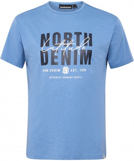 North Latitude Denim Printed Logo T-Shirt Dusty Blue TALL - TALL T-shirts - Extra lange T-shirts voor heren