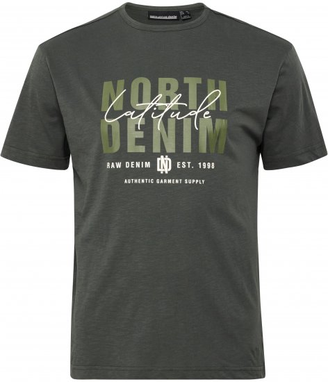 North Latitude Denim Printed Logo T-Shirt Dark Green TALL - TALL T-shirts - Extra lange T-shirts voor heren