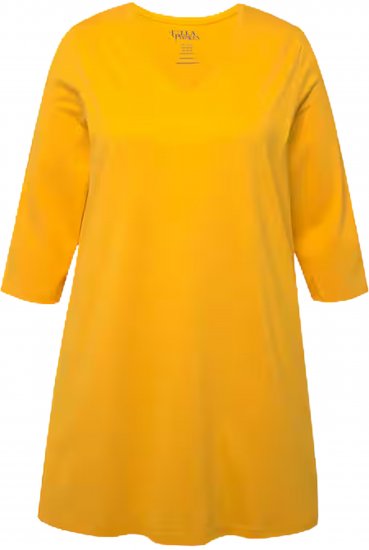 Ulla Popken V-Neck Swing A-line Hem Cotton Knit Tunic Orange - T-shirts - 
