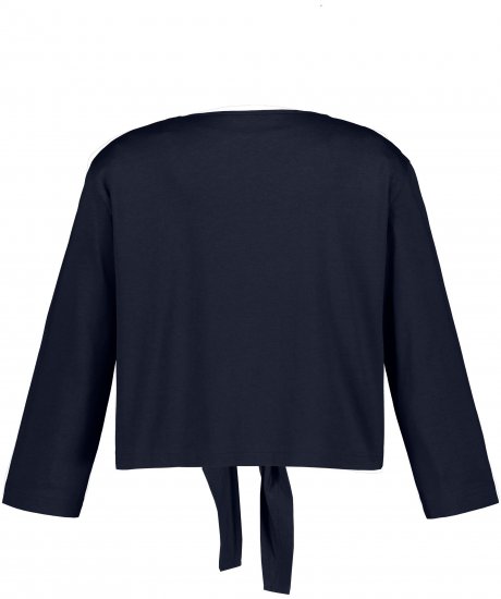 Ulla Popken Versatile Surplice Wrap Tie Hem Bolero Top Navy - T-shirts - 