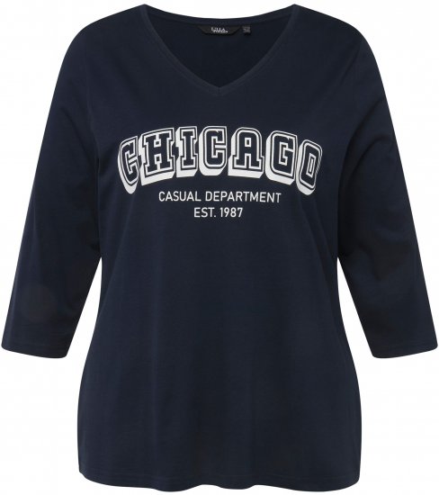 Ulla Popken City Name Graphic Tee Navy - Bedrukte T-shirts voor dames - 