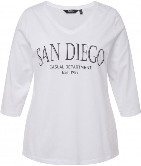 Ulla Popken City Name Graphic Tee Snow White - Bedrukte T-shirts voor dames - 