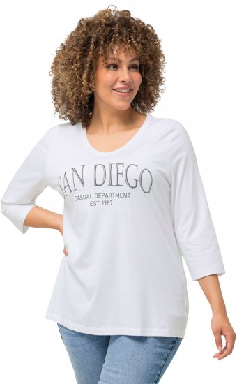 Ulla Popken City Name Graphic Tee Snow White - Bedrukte T-shirts voor dames - 