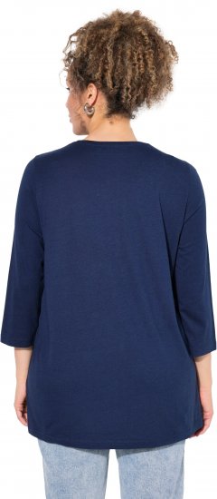 Ulla Popken Casual Mood Floral V-Neck Tee Navy - T-shirts - 