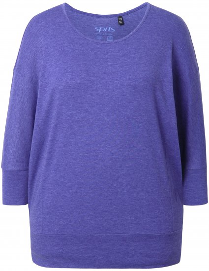 Ulla Popken Quick Drying Batwing Sleeve Tee Blueberry - Bedrukte T-shirts voor dames - 