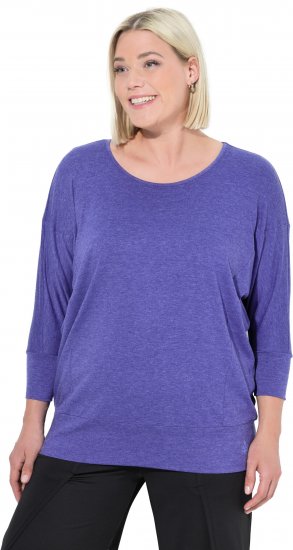 Ulla Popken Quick Drying Batwing Sleeve Tee Blueberry - Bedrukte T-shirts voor dames - 