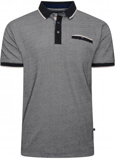 Kam Jeans 5525 Raised Dobby Fabric Polo with Tipping Black - Polo shirts - Grote Maten Poloshirts Heren