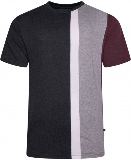 Kam Jeans 5782 Cut and Saw Vertical Stripe Tee Charcoal - T-shirts - Grote Maten T-shirts Heren
