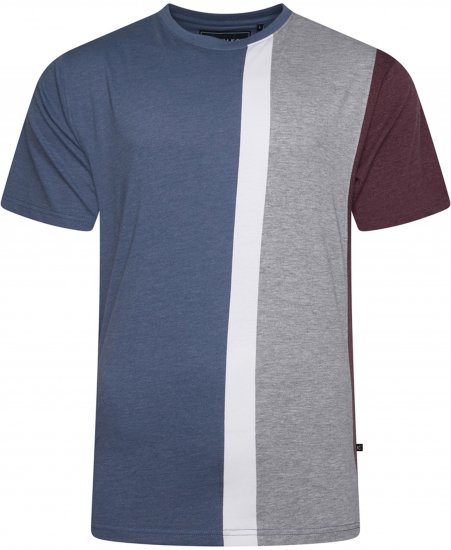 Kam Jeans 5782 Cut and Saw Vertical Stripe Tee Indigo - T-shirts - Grote Maten T-shirts Heren