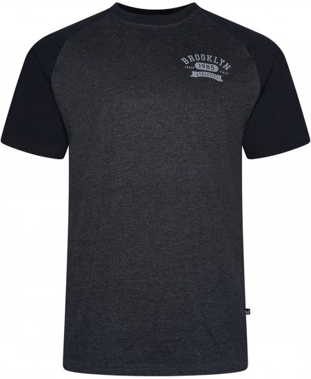 Kam Jeans 5783 Raglan Tee with Brooklyn Chest Print Black - T-shirts - Grote Maten T-shirts Heren