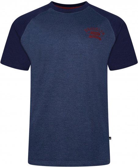 Kam Jeans 5783 Raglan Tee with Brooklyn Chest Print Navy - T-shirts - Grote Maten T-shirts Heren