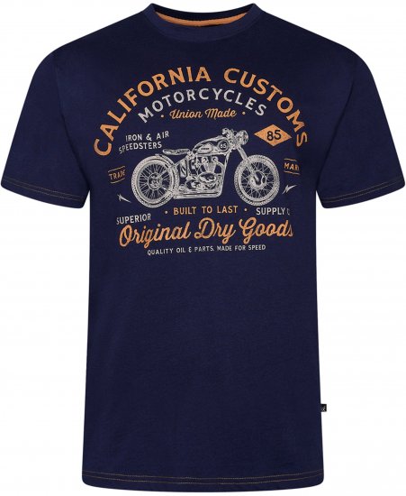 Kam Jeans 5787 California Customs Print Tee Navy - T-shirts - Grote Maten T-shirts Heren