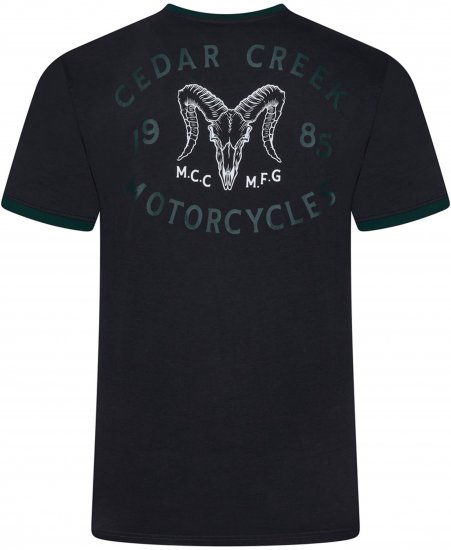 Kam Jeans 5793 Cedar Creek Reverse Print Tee Black - T-shirts - Grote Maten T-shirts Heren