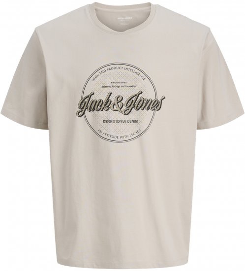 Jack & Jones Dover Denim O-Neck T-Shirt Moonbeam Grey - T-shirts - Grote Maten T-shirts Heren