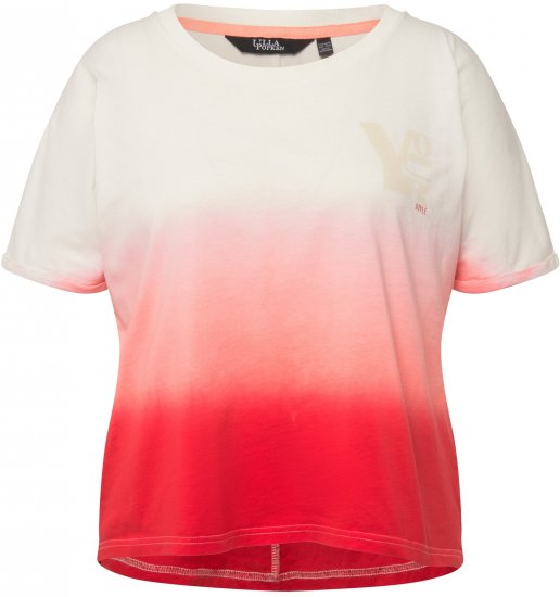 Ulla Popken Dip Dyed Short Sleeve Logo Tee Off-White - Bedrukte T-shirts voor dames - 
