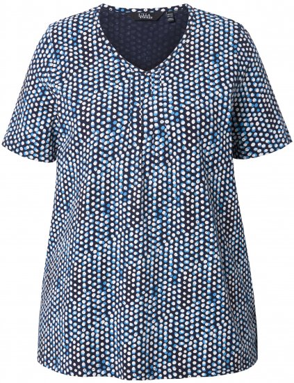 Ulla Popken So Many Dots Tee Navy Blue - Bedrukte T-shirts voor dames - 