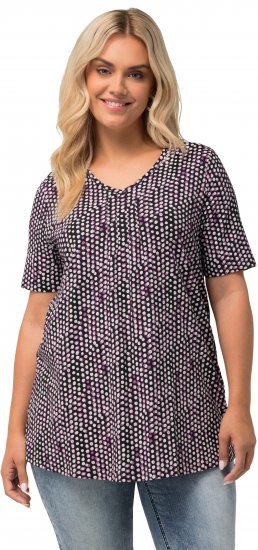 Ulla Popken So Many Dots Tee Light Heather - Bedrukte T-shirts voor dames - 