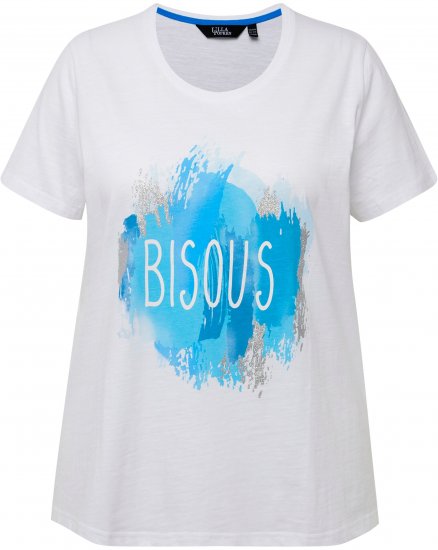 Ulla Popken BISOUS Short Sleeve Graphic Tee Snow White - Bedrukte T-shirts voor dames - 