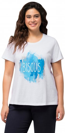 Ulla Popken BISOUS Short Sleeve Graphic Tee Snow White - Bedrukte T-shirts voor dames - 