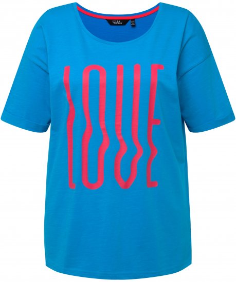 Ulla Popken LOVE Short Sleeve Graphic Tee Sapphire Blue - Bedrukte T-shirts voor dames - 