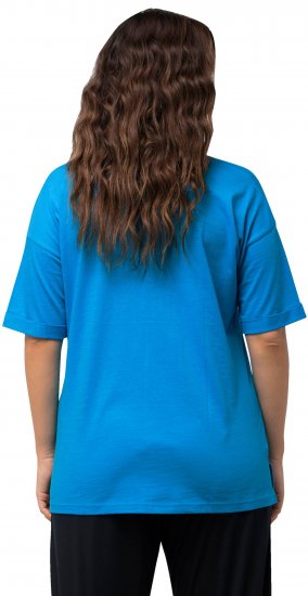 Ulla Popken LOVE Short Sleeve Graphic Tee Sapphire Blue - Bedrukte T-shirts voor dames - 