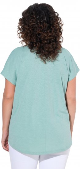 Ulla Popken Metallic Animal Cap Sleeve Graphic Tee Light Green - Bedrukte T-shirts voor dames - 