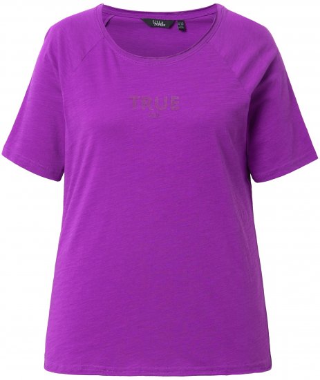 Ulla Popken TRUE Lettering Short Sleeve Tee Purple - Bedrukte T-shirts voor dames - 