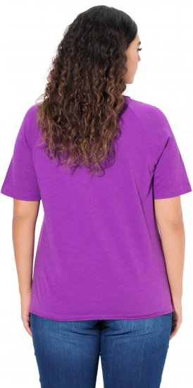 Ulla Popken TRUE Lettering Short Sleeve Tee Purple - Bedrukte T-shirts voor dames - 
