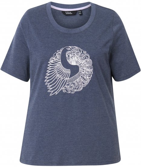 Ulla Popken Peacock Short Sleeve Graphic Tee - Bedrukte T-shirts voor dames - 