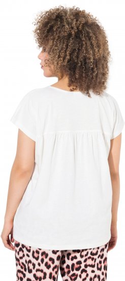 Ulla Popken Free Spirit Butterfly Cap Sleeve Graphic Tee Off-White - Bedrukte T-shirts voor dames - 