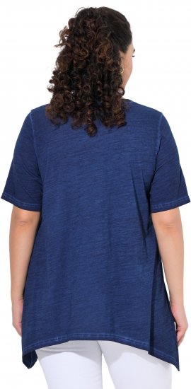 Ulla Popken Sunset Lettering Short Sleeve Graphic Tee Ink Blue - Bedrukte T-shirts voor dames - 