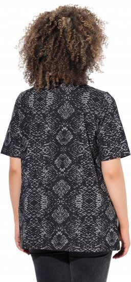 Ulla Popken Snake Print V-Neck Tee Graphite Grey - Bedrukte T-shirts voor dames - 