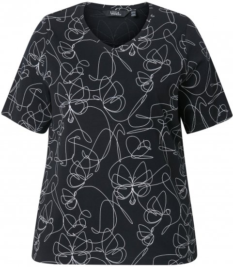 Ulla Popken Abstract Animal Print Short Sleeve Tee Black - Bedrukte T-shirts voor dames - 