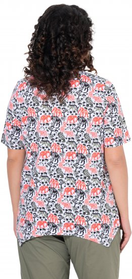Ulla Popken Half-sleeve A-line V-neck Pointed Hem Animal Pattern T-shirt Snow White - Bedrukte T-shirts voor dames - 