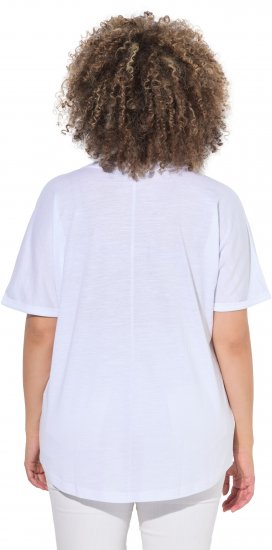 Ulla Popken Drinks And Sunset Graphic Tee Snow White - Bedrukte T-shirts voor dames - 