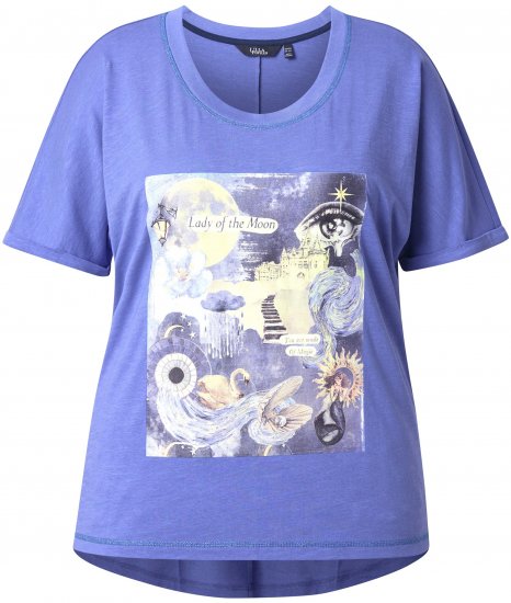 Ulla Popken Lady Of The Moon Short Sleeve Graphic Tee Lavender - Bedrukte T-shirts voor dames - 