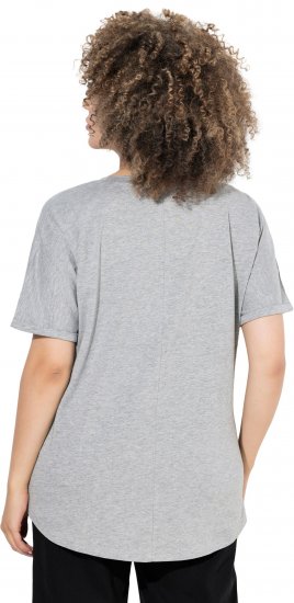 Ulla Popken WONDER Short Sleeve Graphic Tee Light Grey Melange - Bedrukte T-shirts voor dames - 