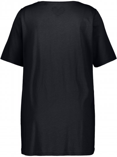 Ulla Popken Essential Front Pleat Tee Black - T-shirts - 