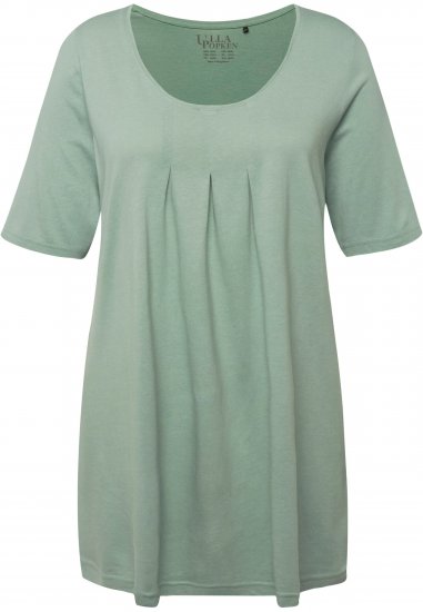 Ulla Popken Essential Front Pleat Tee Light Moss Green - T-shirts - 