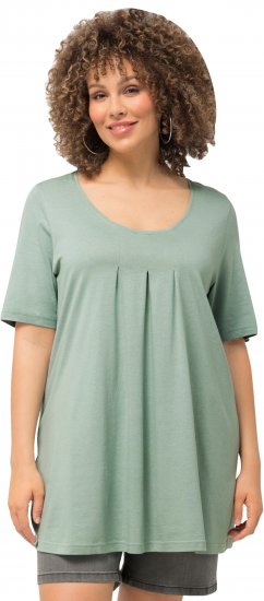 Ulla Popken Essential Front Pleat Tee Light Moss Green - T-shirts - 