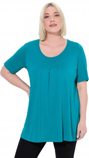 Ulla Popken Essential Front Pleat Tee Teal - T-shirts - 