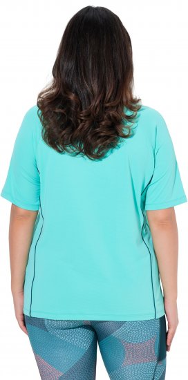 Ulla Popken Piping Accent Functional UVP 50+ Stretch Knit Top Aqua Green - T-shirts - 