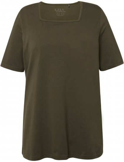 Ulla Popken Essential Square Neck Stretch Tee Forest Green - T-shirts - 