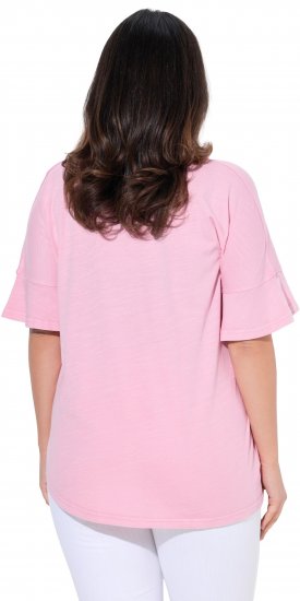 Ulla Popken Asymmetric Flounce Panel Short Sleeve Tee Pink - T-shirts - 
