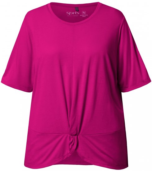 Ulla Popken Antibacterial Short Sleeve Draped Tee Light Magenta - T-shirts - 