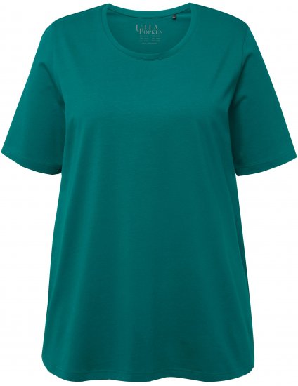 Ulla Popken Essential Round Neck Stretch Tee Dark Emerald - T-shirts - 