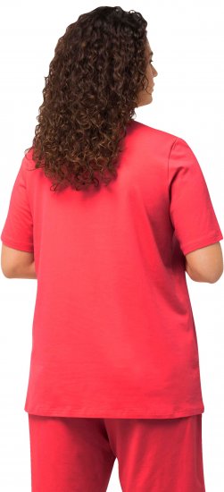 Ulla Popken Essential Round Neck Stretch Tee Dark Coral - T-shirts - 