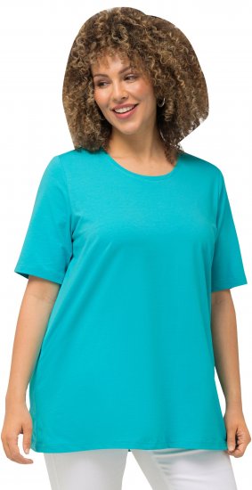 Ulla Popken Essential Round Neck Stretch Tee Deep Aqua - T-shirts - 